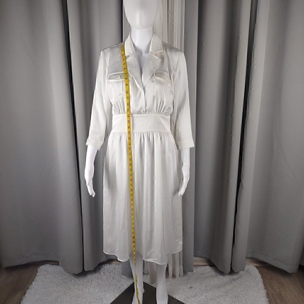Marycrafts White Long Sleeve 2 Button Dress Size 8 (NWT) - Picture 5 of 12